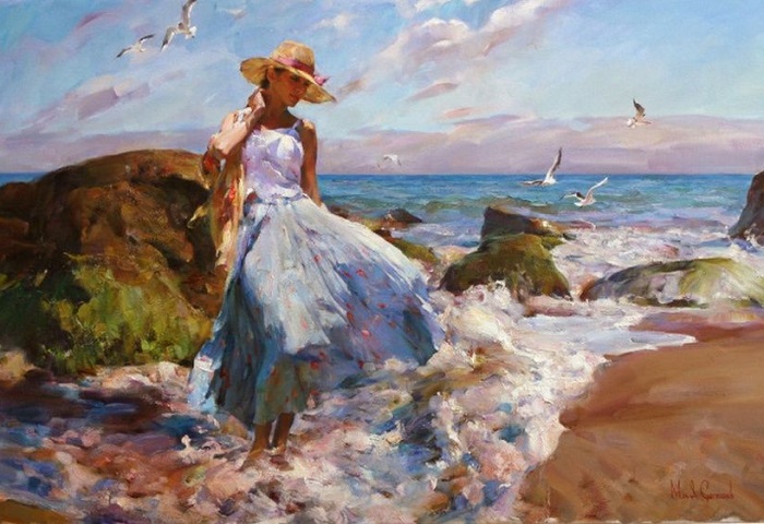 Небо, солнце, бушующее море, женственность и красота.