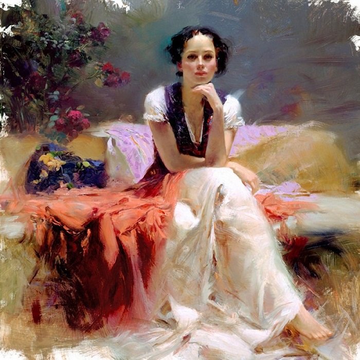 Работа современного итальянского художника, вызывающая ощущение тепла и любви.